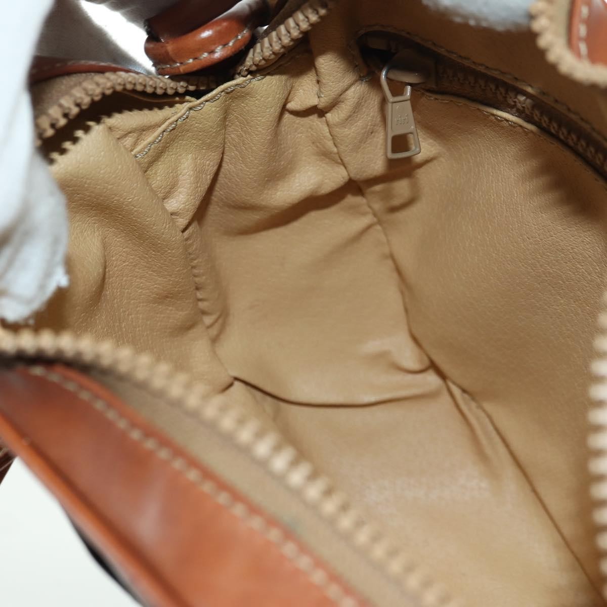 Celine Vintage Macadam Shoulder Bag Canvas and Leather, BEIGE, CANVAS, Shoulder bag