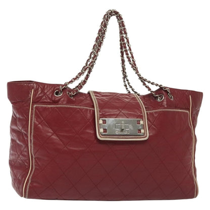 Chanel Vintage Reissue Chain Shopping Tote Leather, RED, LEATHER, Tote bag
