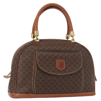 Celine Vintage Macadam Handbag Canvas and Leather, BROWN, CANVAS, Handbag