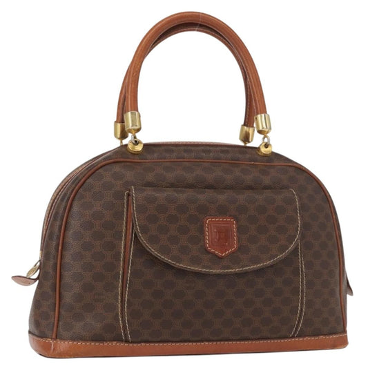 Celine Vintage Macadam Handbag Canvas and Leather, BROWN, CANVAS, Handbag