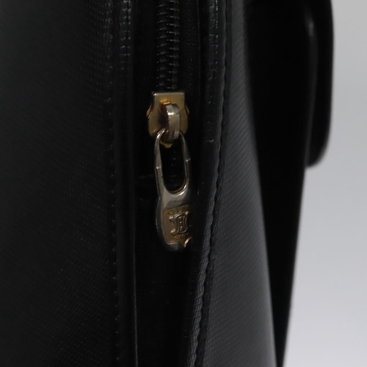 Celine Circle Logo Handbag Leather, BLACK, LEATHER, Handbag