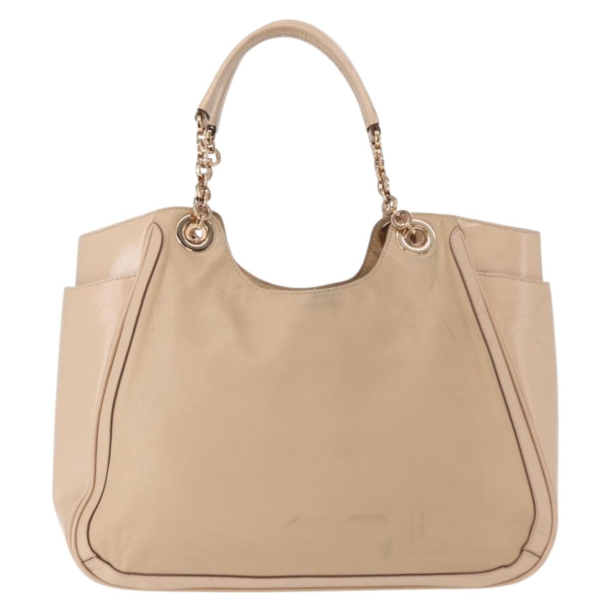 Salvatore Ferragamo Betulla Chain Tote Leather, BEIGE, LEATHER, Tote bag
