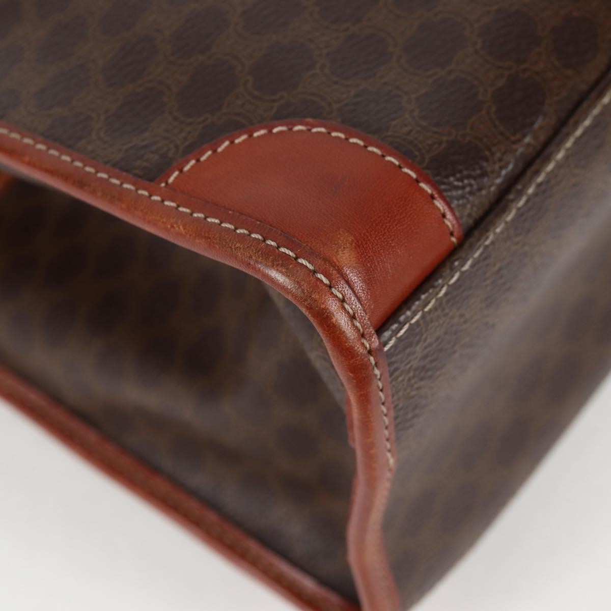 Celine Vintage Macadam Shoulder Bag Leather, BROWN, LEATHER, Shoulder bag