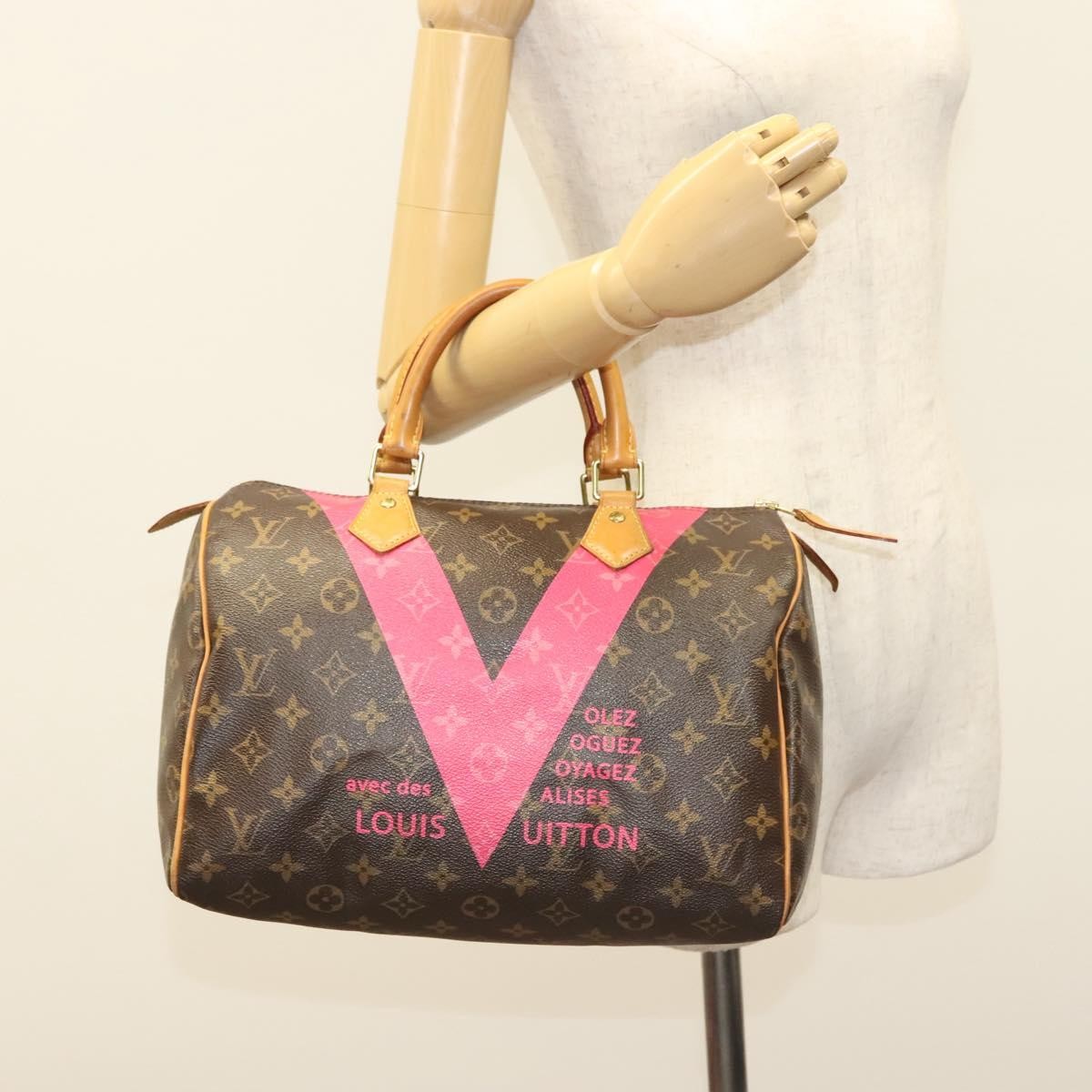 Louis Vuitton Speedy Handbag Limited Edition V Monogram Canvas, BROWN, CANVAS, Handbag