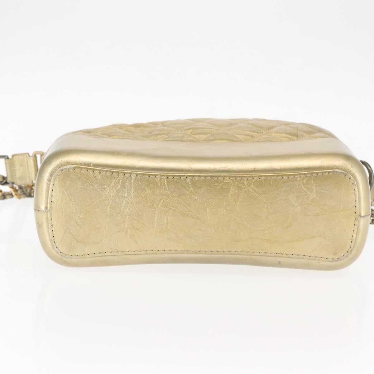 Chanel Gabrielle Hobo Quilted Metallic Aged Calfskin, GOLD, LEATHER, Shoulder bag