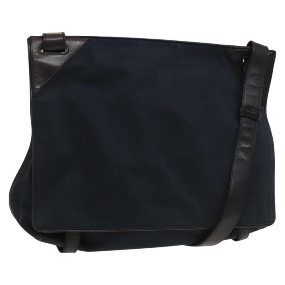 Bottega Veneta Vintage Flap Shoulder Bag Cotton, NAVY, COTTON, Shoulder bag