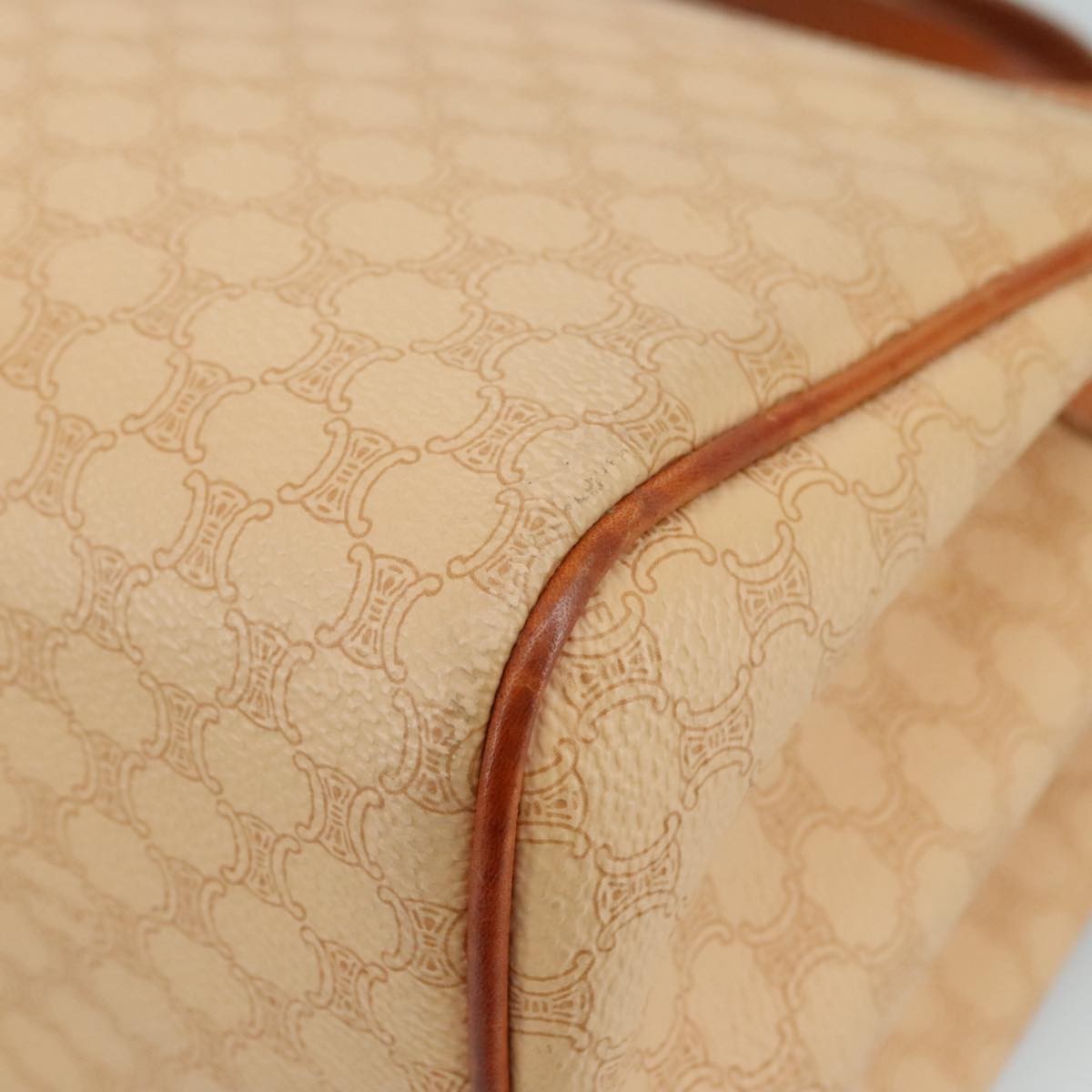 Celine Vintage Macadam Handbag Macadam, "Beige,Brown,Gold", PVC,Leather,Canvas, Handbag