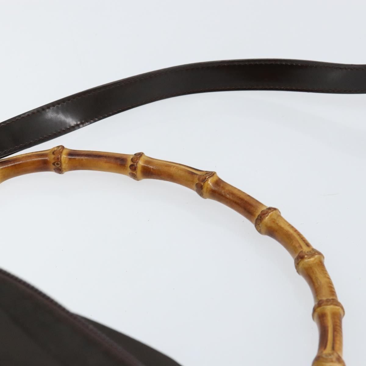 Gucci Vintage Bamboo Handle Bag Nylon, BROWN, NYLON, Handbag