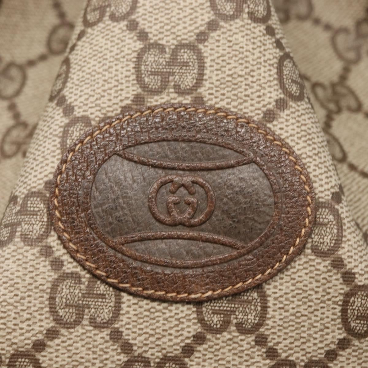 Gucci Drawstring Shoulder Bag GG Canvas with Leather, BEIGE, PVC, Shoulder bag