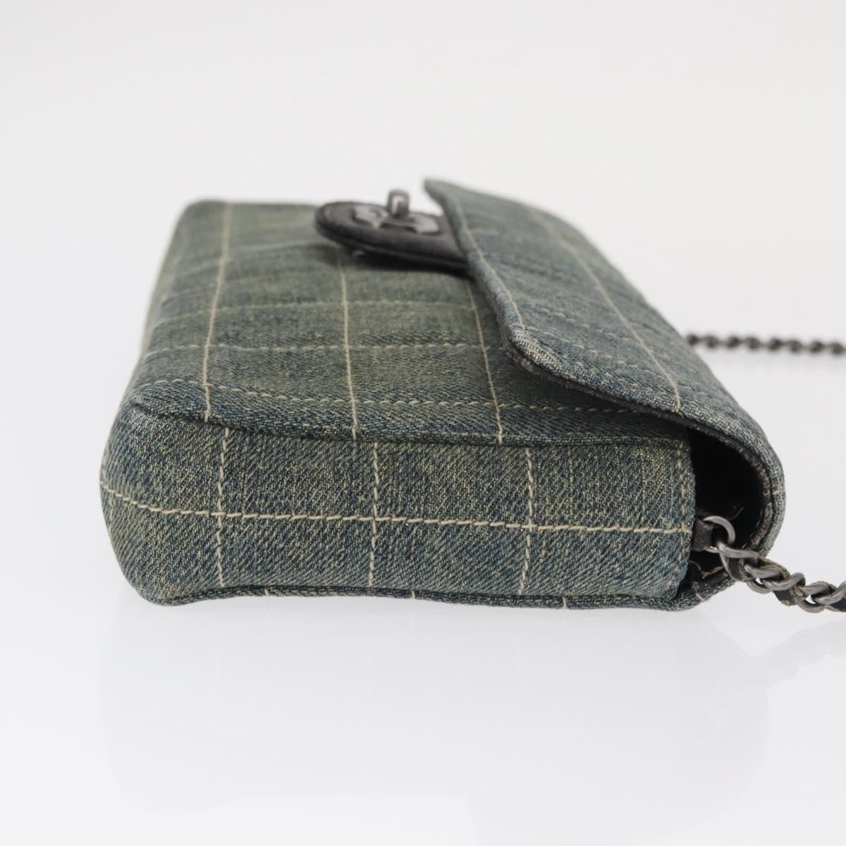 Chanel Chocolate Bar Flap Bag Quilted Denim, BLUE, DENIM_JEANS, Shoulder bag