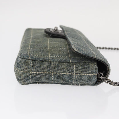 Chanel Chocolate Bar Flap Bag Quilted Denim, BLUE, DENIM_JEANS, Shoulder bag