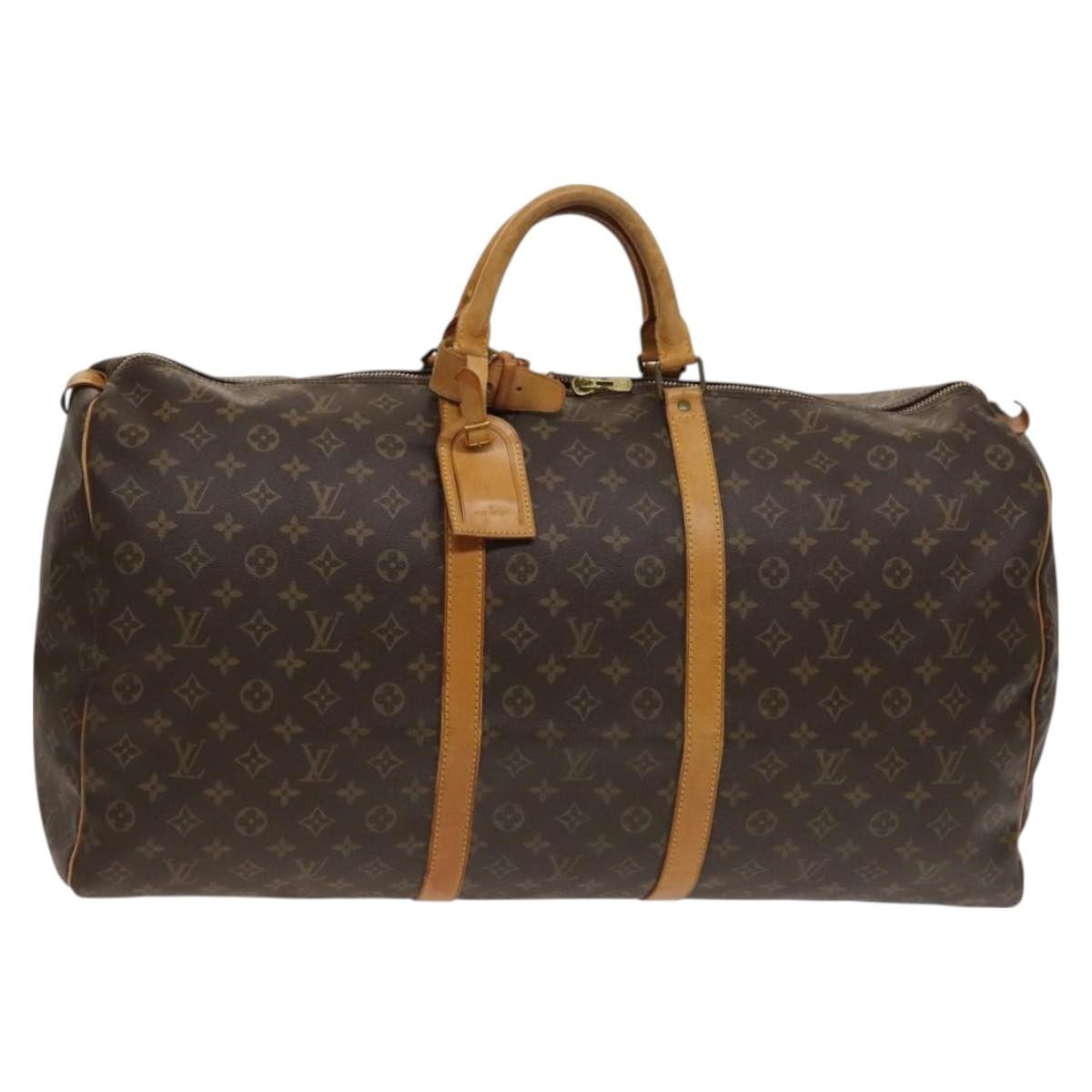 Louis Vuitton Keepall Bag Monogram Canvas, BROWN, CANVAS, Travel bag