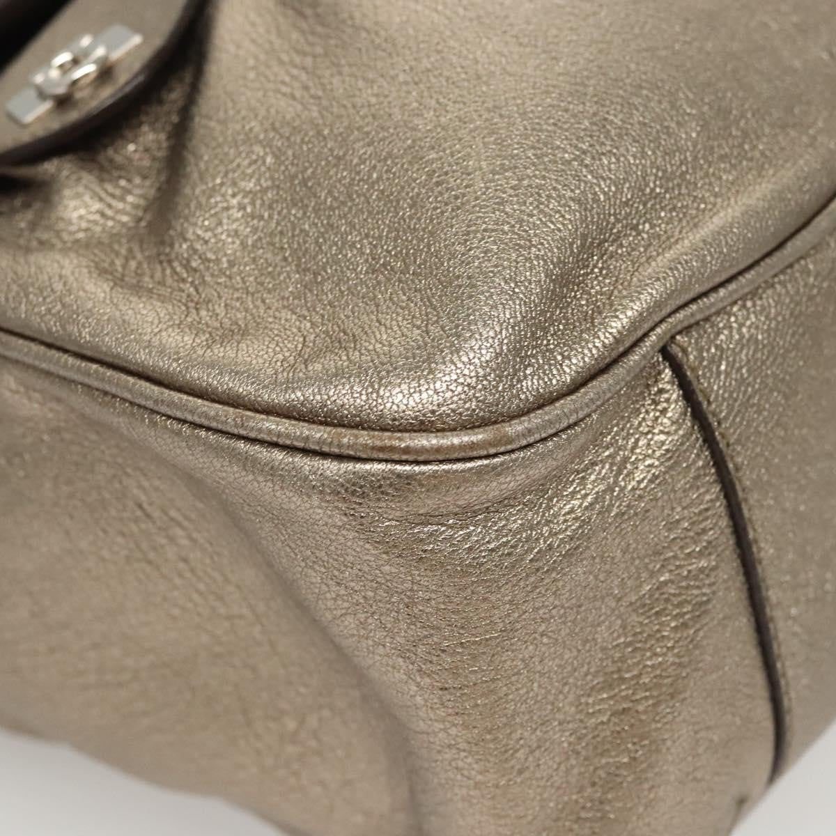 Salvatore Ferragamo Gancini Shoulder Bag Leather, GOLD, LEATHER, Shoulder bag