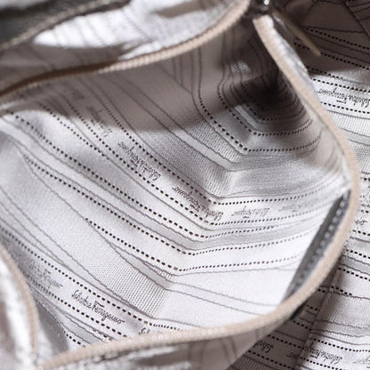 Salvatore Ferragamo Gancini Tote Leather, SILVER, LEATHER, Tote bag