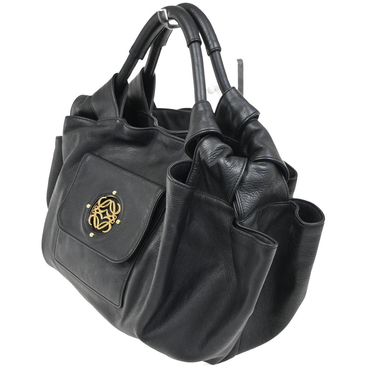Loewe Anagram Logo Nappa Aire Hand Bag Leather, Black, Leather, Tote Bag