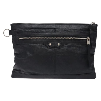 Balenciaga Classic City Clip Pouch Leather, BLACK, LEATHER, Clutche & pouche