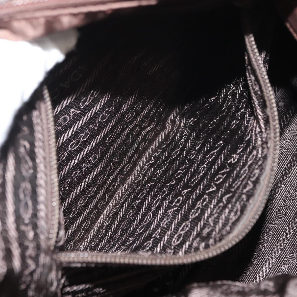 Prada Metal Handles Tote Tessuto, BROWN, NYLON, Handbag