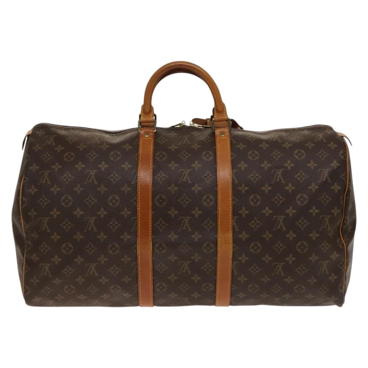 Louis Vuitton Keepall Bag Monogram Canvas, BROWN, CANVAS, Travel bag