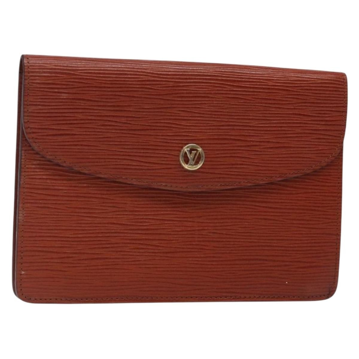 Louis Vuitton Vintage Montaigne Clutch Epi Leather, BROWN, LEATHER, Clutche & pouche