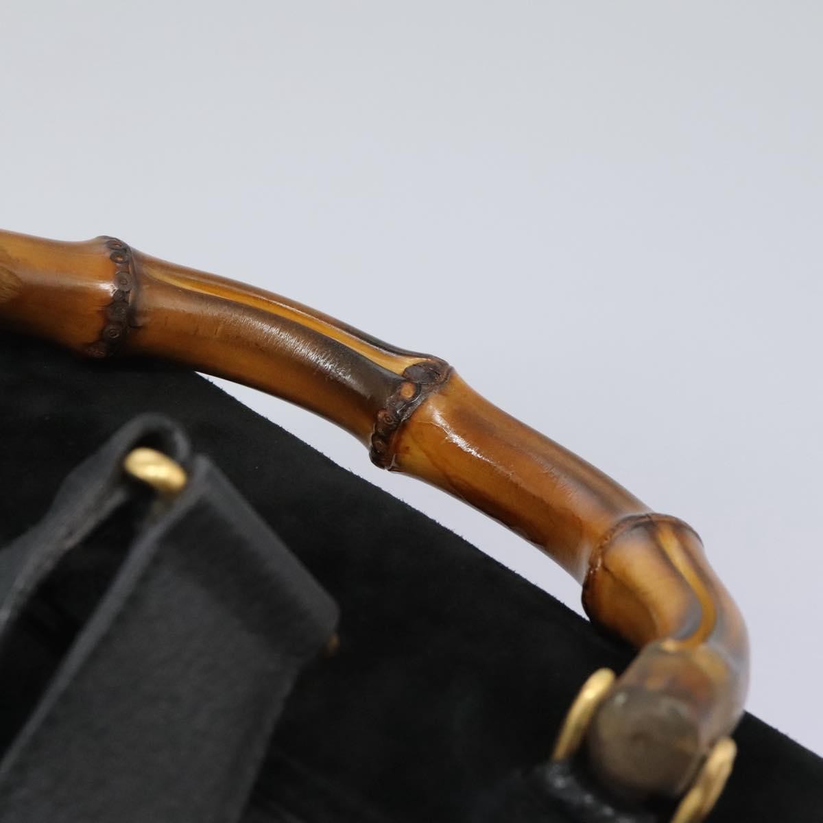 Gucci Vintage Bamboo Backpack Suede and Leather, Black, Suede, Backpack