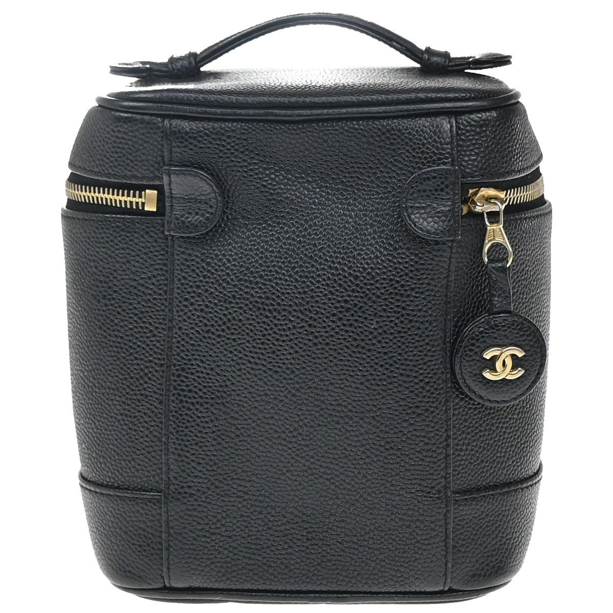 Chanel Vintage Timeless Cosmetic Case Caviar, BLACK, LEATHER, Clutche & pouche