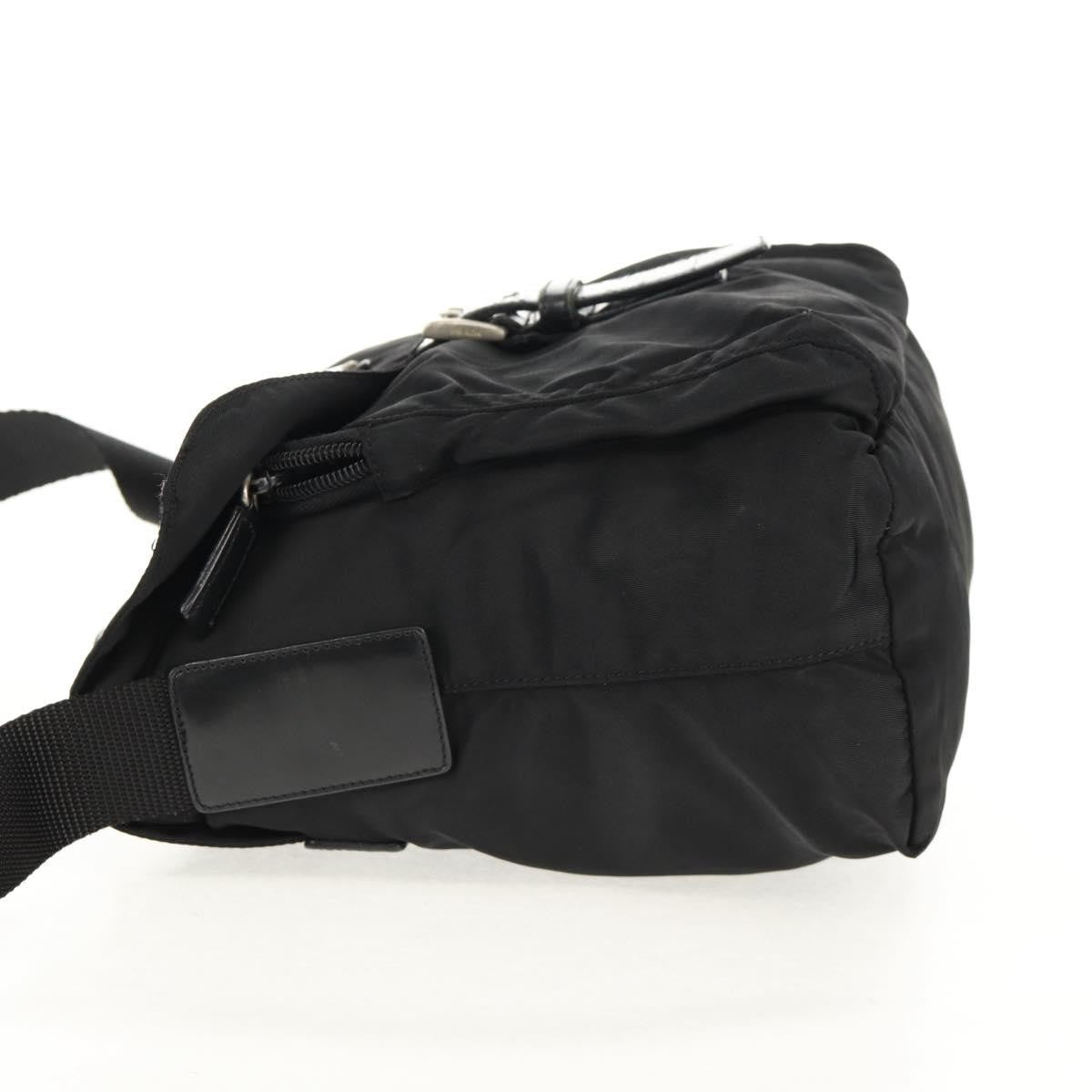 Prada Buckle Messenger Bag Tessuto, BLACK, NYLON, Shoulder bag