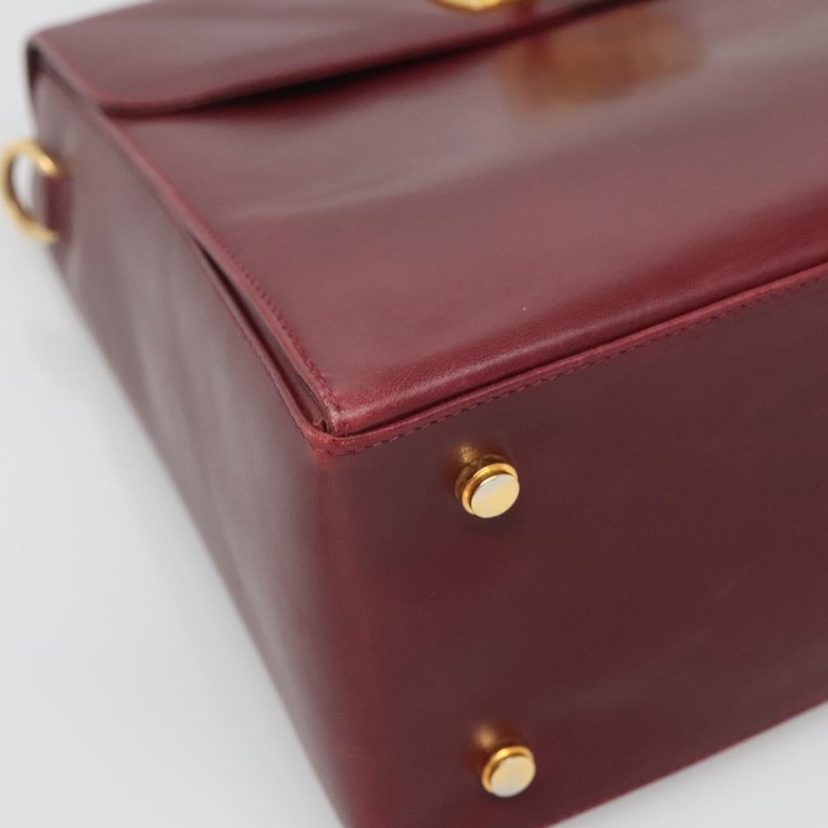 Salvatore Ferragamo Gancini handbag Leather, BURGUNDY, LEATHER, Handbag