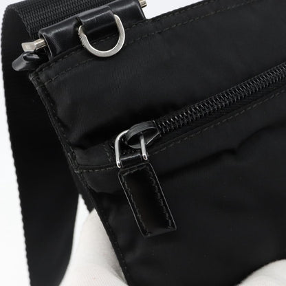 Prada Front Pocket Messenger Bag Tessuto, BLACK, NYLON, Shoulder bag