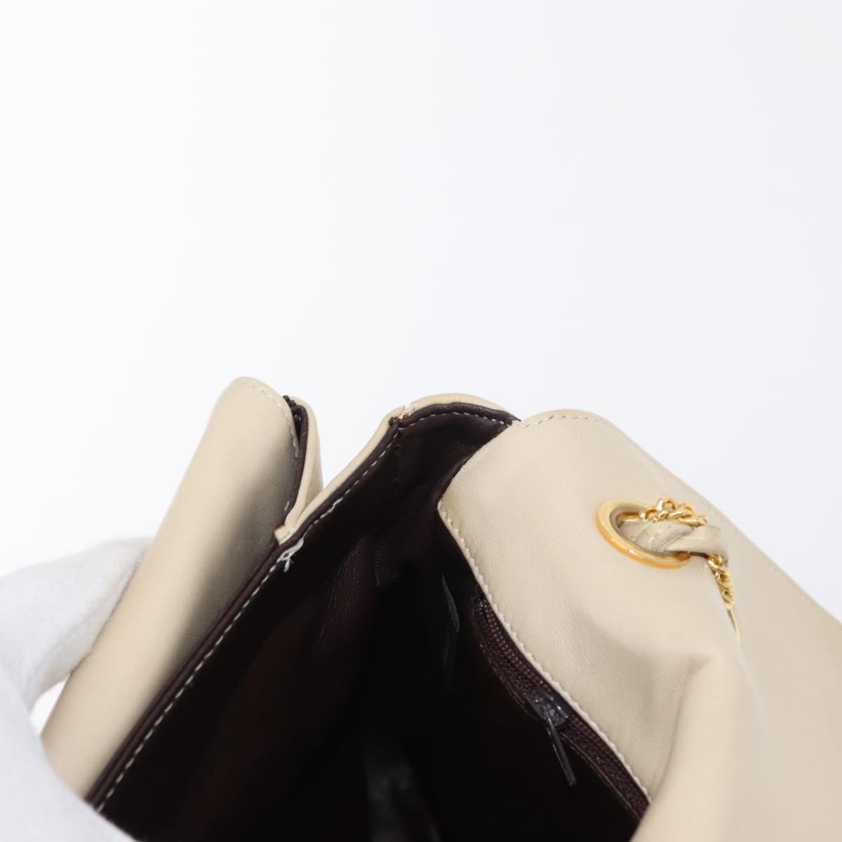 Bally Vintage Chain Shoulder Bag Quilted Leather, ECRU, LEATHER, Shoulder bag