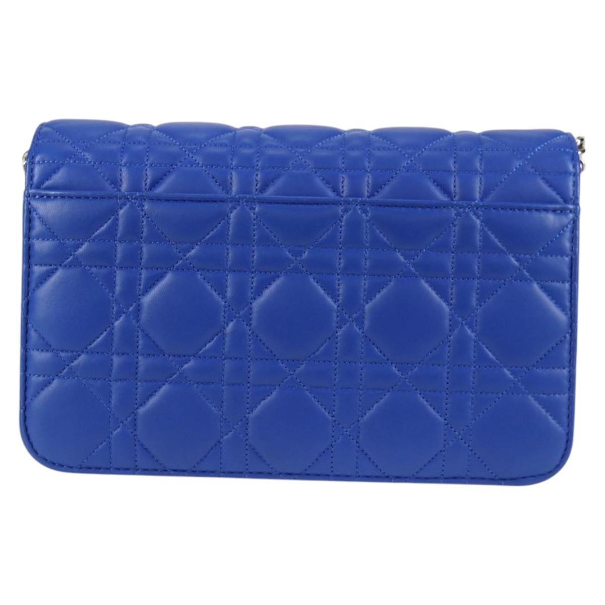 Christian Dior Miss Dior Promenade Pouch Cannage Quilt Lambskin, BLUE, LEATHER, Shoulder bag