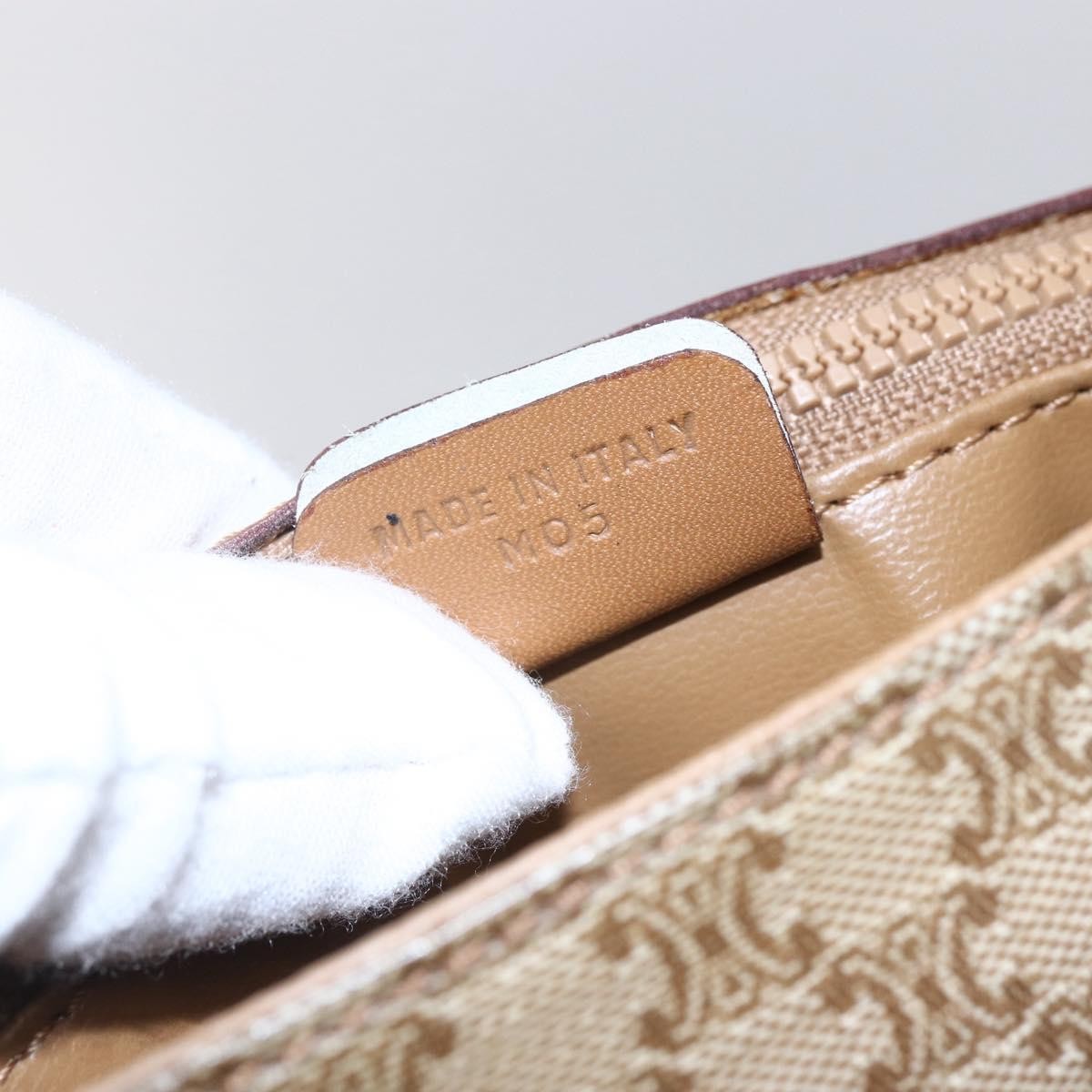 Celine Vintage Macadam Shoulder Bag Canvas and Leather, BEIGE, CANVAS, Shoulder bag