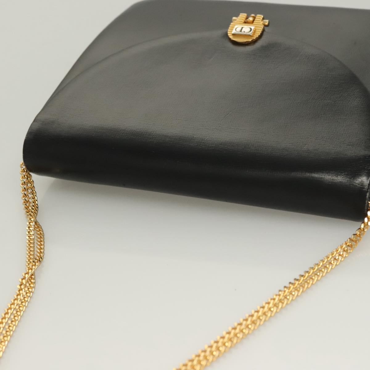 Christian Dior Vintage Chain Flap Shoulder Bag Leather, BLACK, LEATHER, Shoulder bag