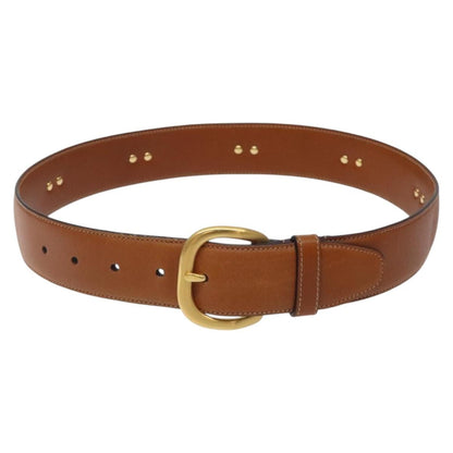 Gucci Buckle Belt Studded Leather, BROWN, LEATHER, Belts