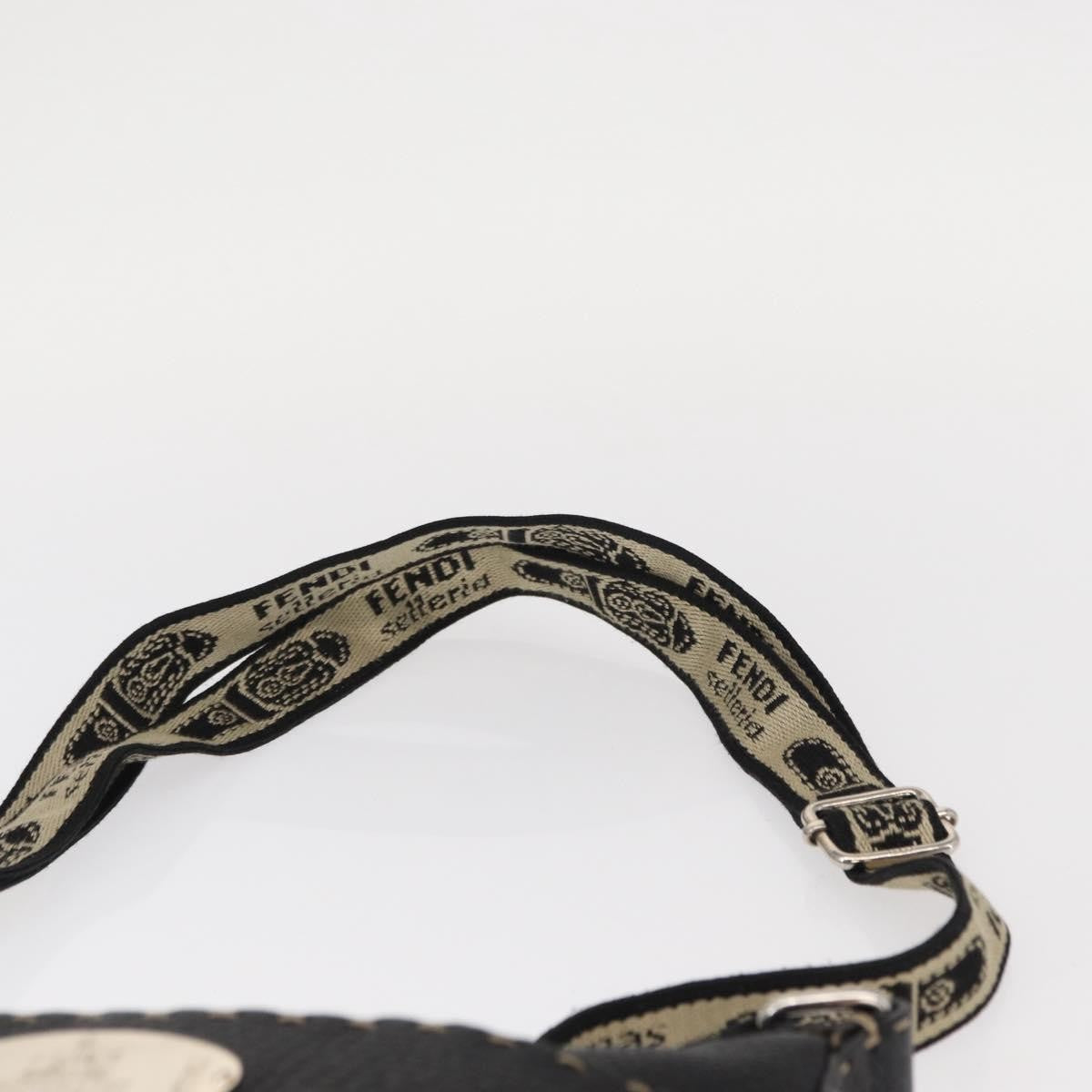 Fendi Vintage Selleria Zip Messenger Bag Leather, BLACK, LEATHER, Shoulder bag