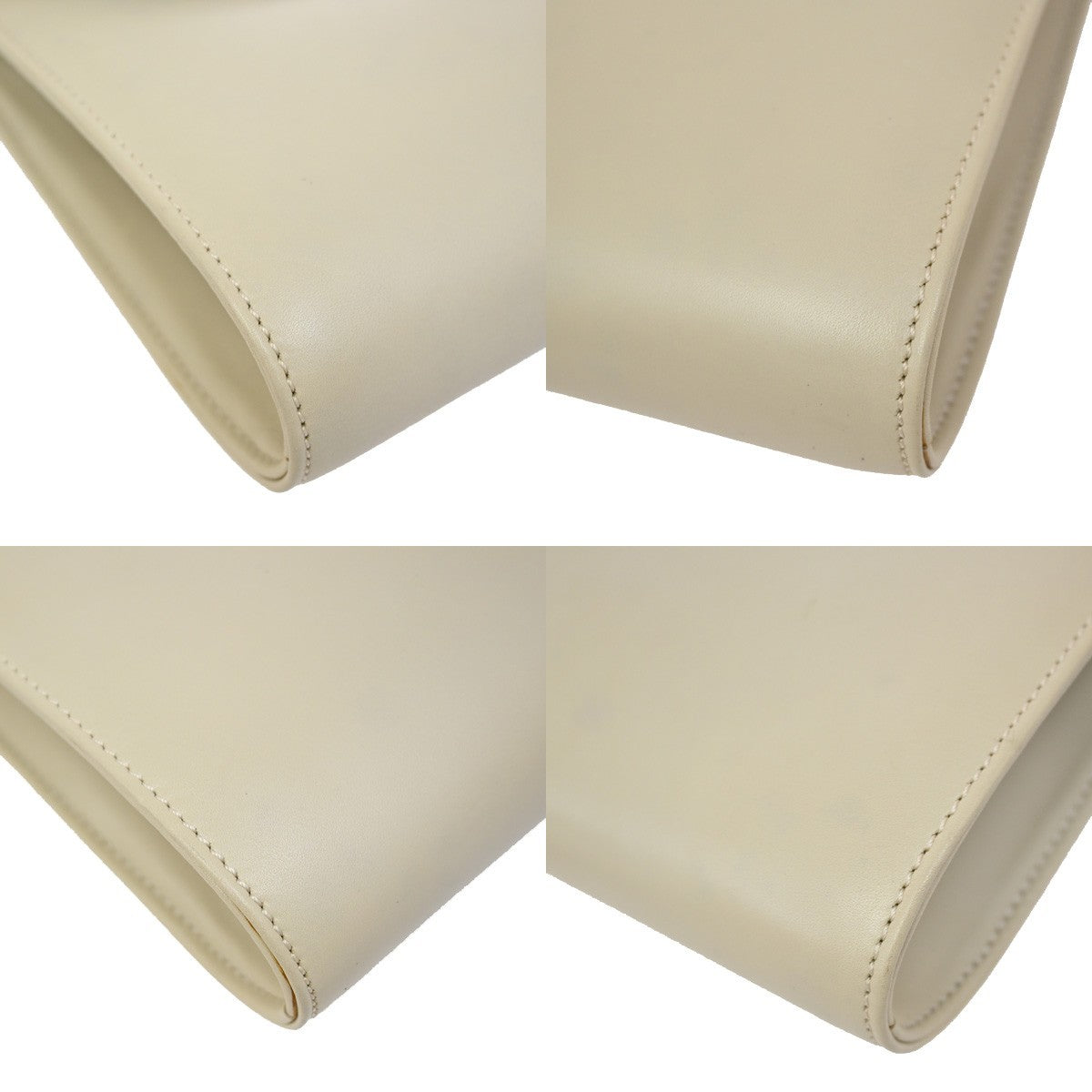 Celine Vintage Triomphe Flap Bag Leather, WHITE, LEATHER, Shoulder bag