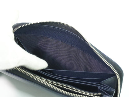 Prada Saffiano Wallet Leather, NAVY, LEATHER, Wallets