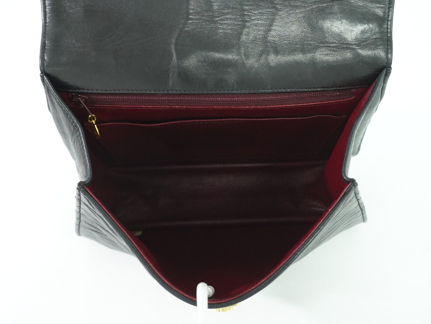 Chanel Flap shoulder Bag Leather, BLACK, LEATHER, Shoulder bag