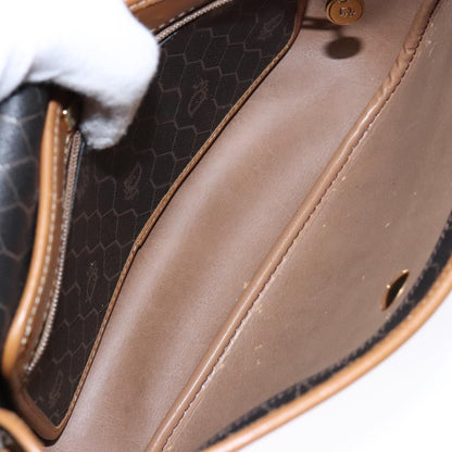 Christian Dior Vintage Honeycomb Flap Crossbody Bag Canvas and Leather, BLACK, CANVAS, Crossbody bag