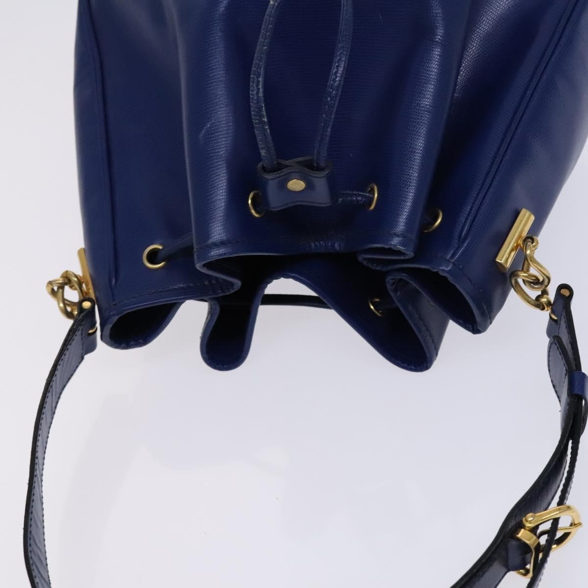 Celine Circle logo Leather, BLUE, LEATHER, Shoulder bag