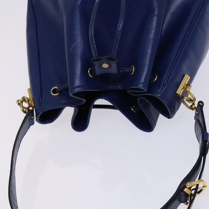 Celine Circle logo Leather, BLUE, LEATHER, Shoulder bag