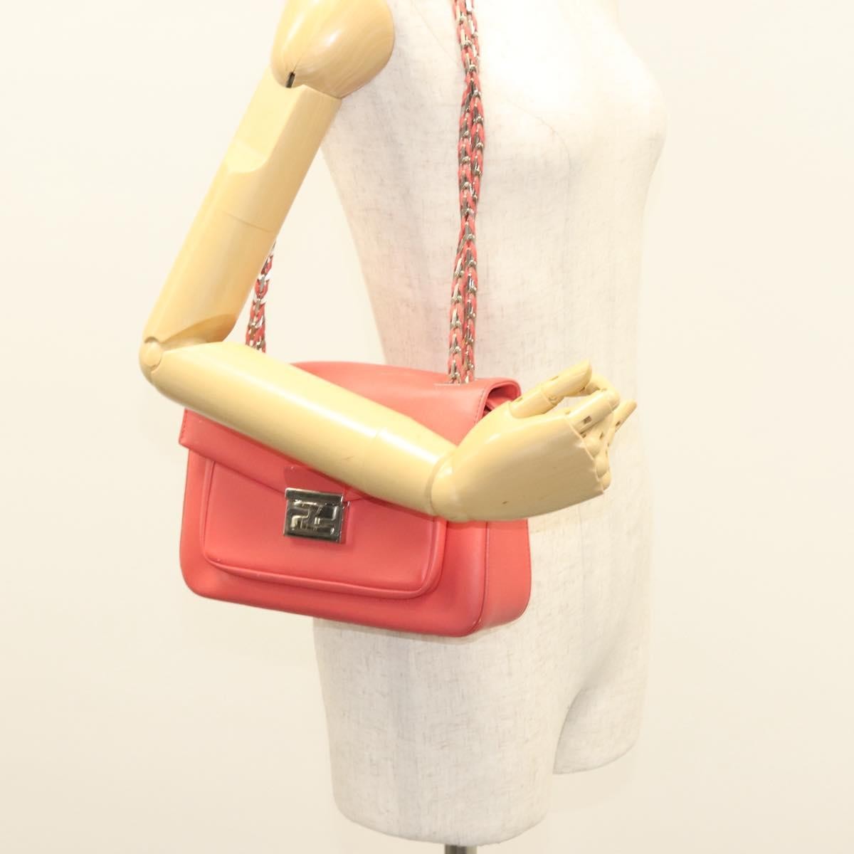 Fendi Be Baguette Flap Bag Leather, PINK, LEATHER, Shoulder bag