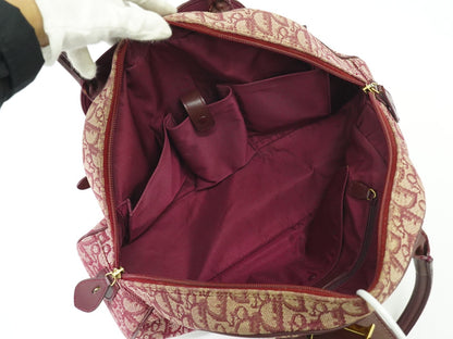 Christian Dior Vintage Saddle Bowler Bag Diorissimo Canvas, BURGUNDY, CANVAS, Handbag