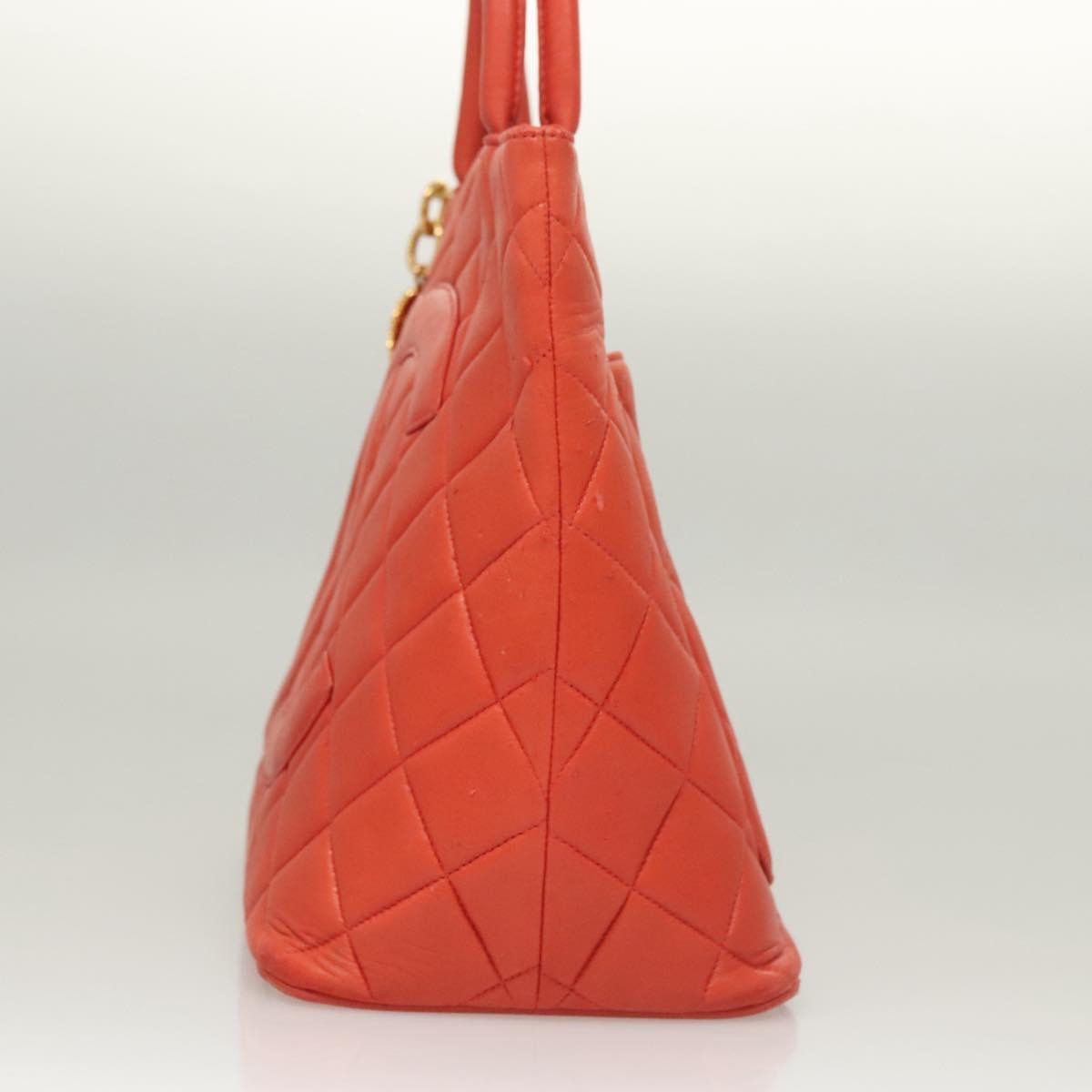 Chanel Medallion Tote Quilted Lambskin, ORANGE, LEATHER, Tote bag