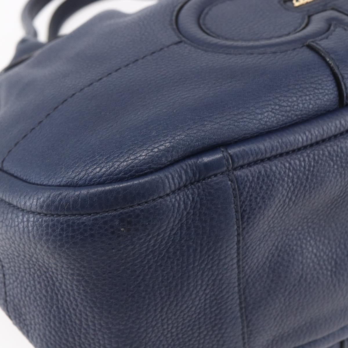 Salvatore Ferragamo Izzie Gancini Embossed Tote Soft Calf, BLUE, LEATHER, Tote bag