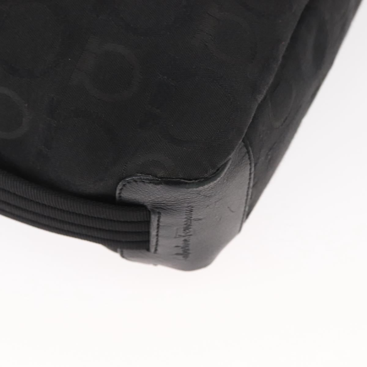 Salvatore Ferragamo Vintage Gancini Convertible Top Handle Bag Canvas, BLACK, CANVAS, Shoulder bag