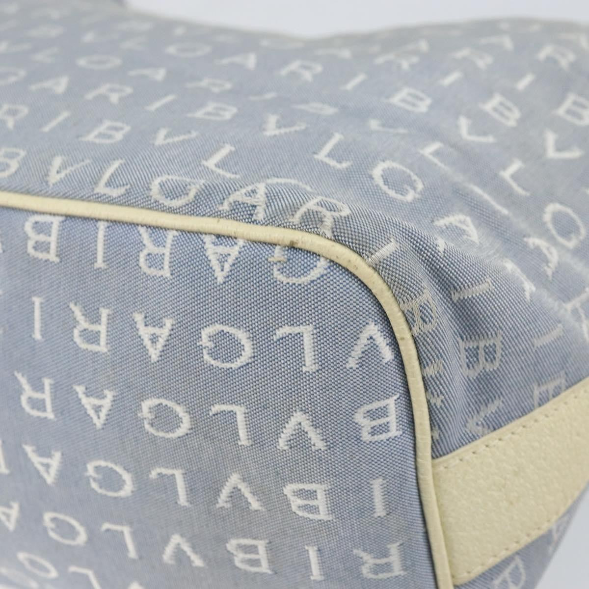 Bvlgari Logomania Shoulder Bag Canvas with Leather, BLUE, CANVAS, Shoulder bag