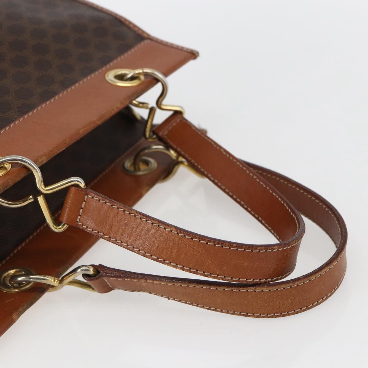 Celine Vintage Macadam Handbag Canvas and Leather, BROWN, CANVAS, Handbag