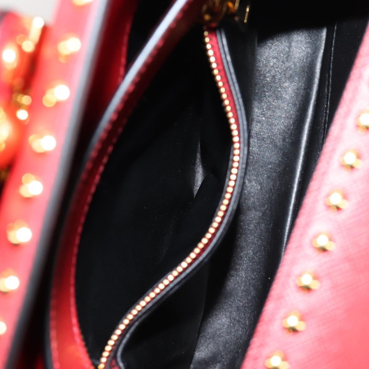 Prada Turn Lock Shoulder Bag Studded Saffiano Leather, RED, LEATHER, Shoulder bag