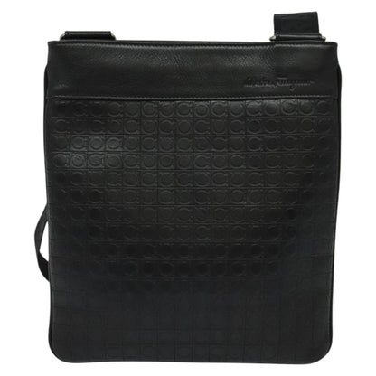 Salvatore Ferragamo Gancini Shoulder Bag Leather, BLACK, LEATHER, Shoulder bag