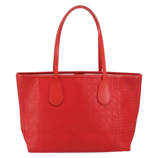 Christian Dior Panarea Tote Printed Cannage Quilt Canvas, RED, CANVAS, Tote bag